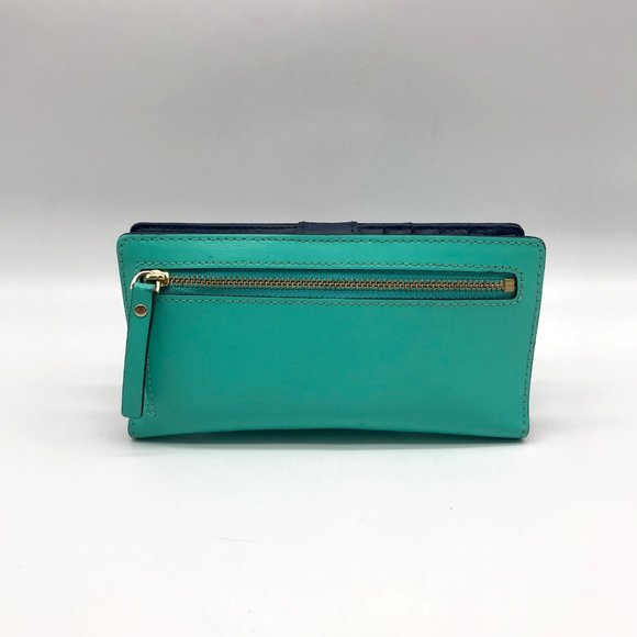 Kate Spade Teal Leather Charlotte Terrace Stacy Slim Wallet - Picture 2 of 10